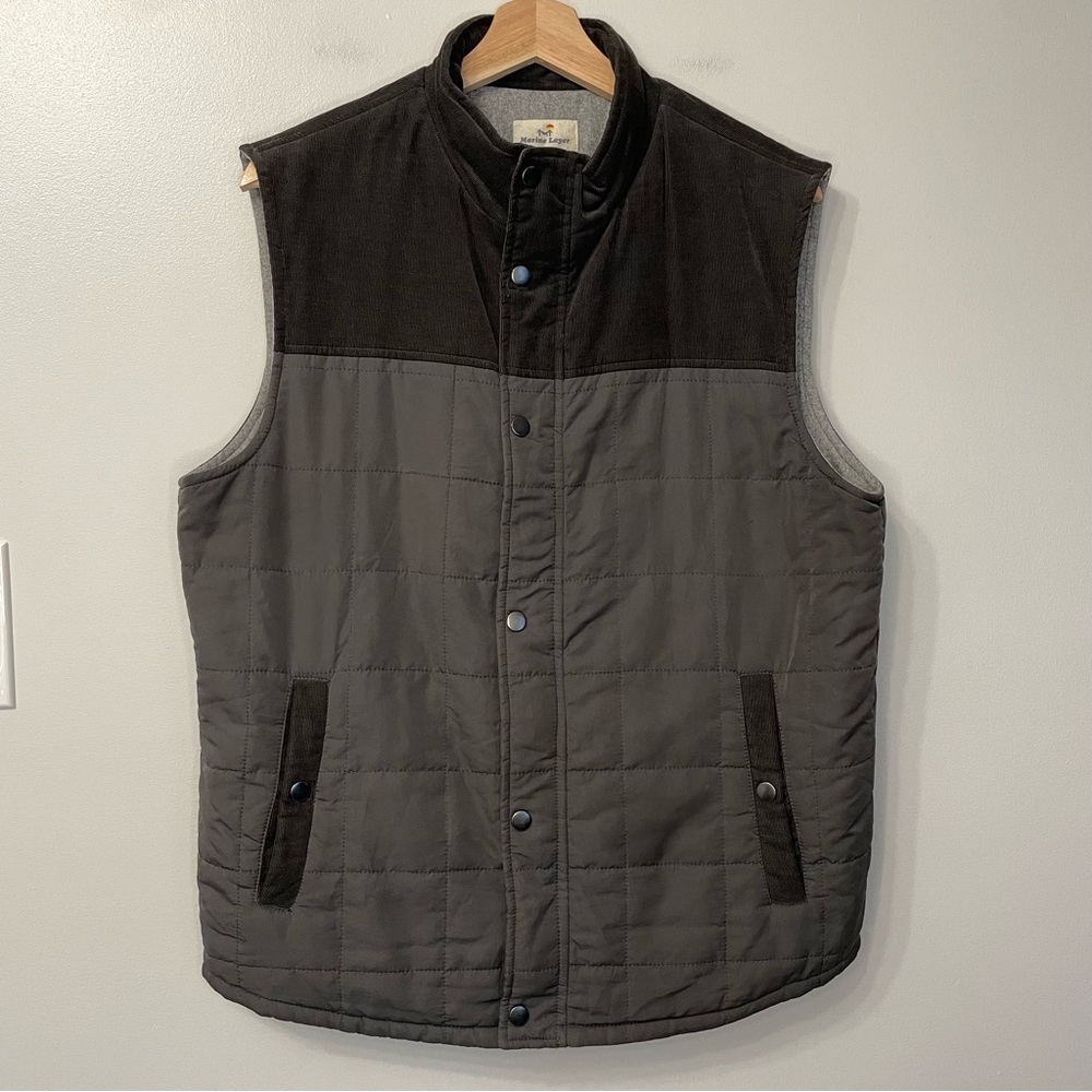 Marine Layer Dark Brown Quilted Vest